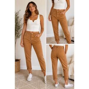 Gloria Vanderbilt Amanda High Rise Corduroy Pants Cider Spice Tan Size 12 Short